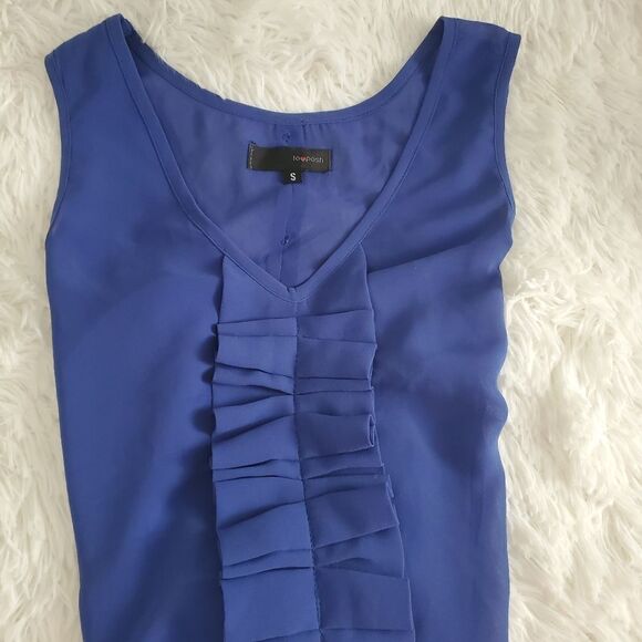 Lo Posh Women's Size Small Blue Ruffle Sleeveless Blouse - Picture 6 of 9